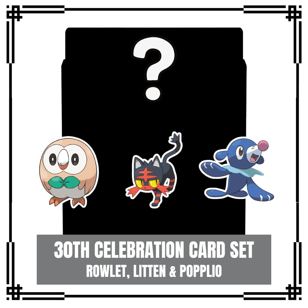 Pre-order {BOX} 30th Celebration Card Set – Rowlet, Litten & Popplio