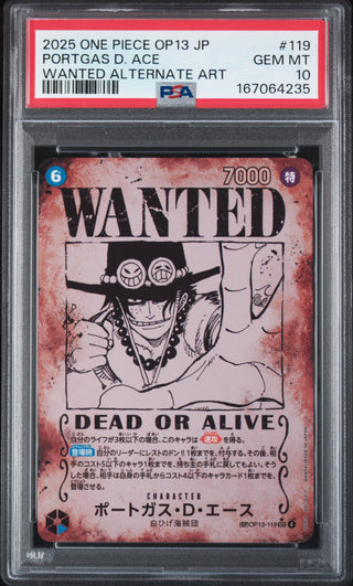 [PSA 10]{OP13-119} PORTGAS D. ACE | Japanese One Piece Card PSA Grading