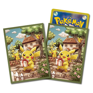 Pokémon card sleeves "Pikachu's Gift green" - PokeNinJapan