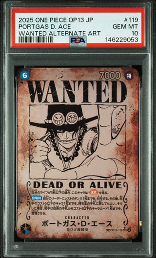 [PSA 10]{OP13 - 119 - SP} PORTGAS D. ACE | Japanese One Piece Card PSA Grading - PokeNinJapan