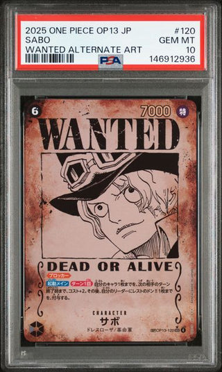 [PSA 10]{OP13 - 120 - SP} SABO | Japanese One Piece Card PSA Grading - PokeNinJapan